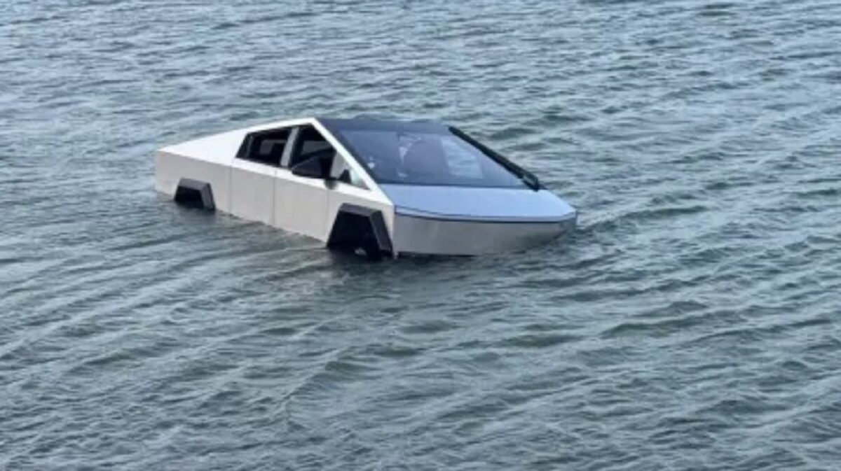 Tesla Cybertruck afunda em lago durante teste de “modo aquático”
