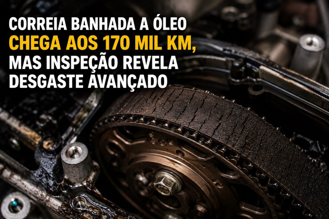 Correia banhada a óleo chega aos 170 mil km, mas inspeção revela desgaste avançado Correia banhada a óleo chega aos 170 mil km, mas inspeção revela desgaste avançado