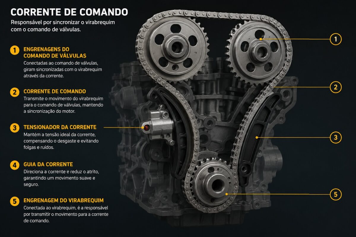 Corrente de comando do carro: funcionamento, vida útil, problemas e custos