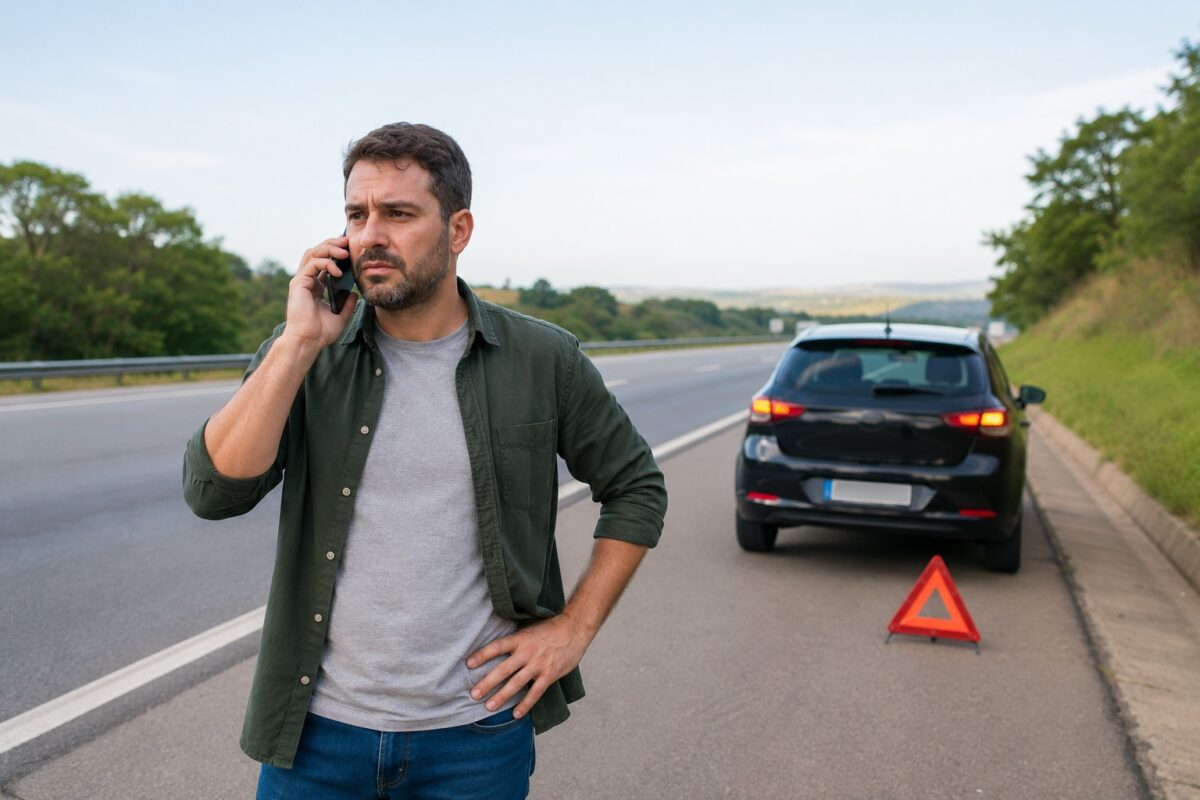 Motorista solicita assistência após carro ficar sem combustível na rodovia