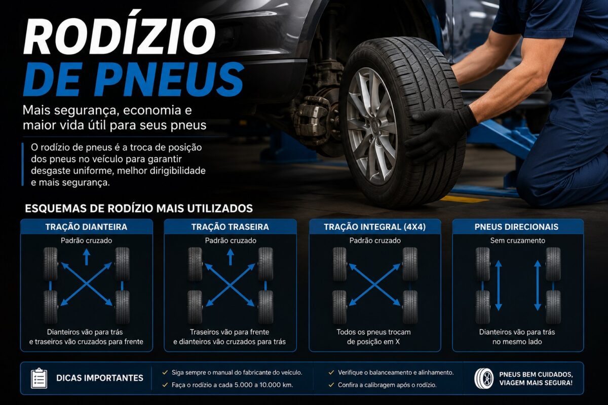 Rodízio de pneus: quando fazer, como funciona e quais cuidados tomar