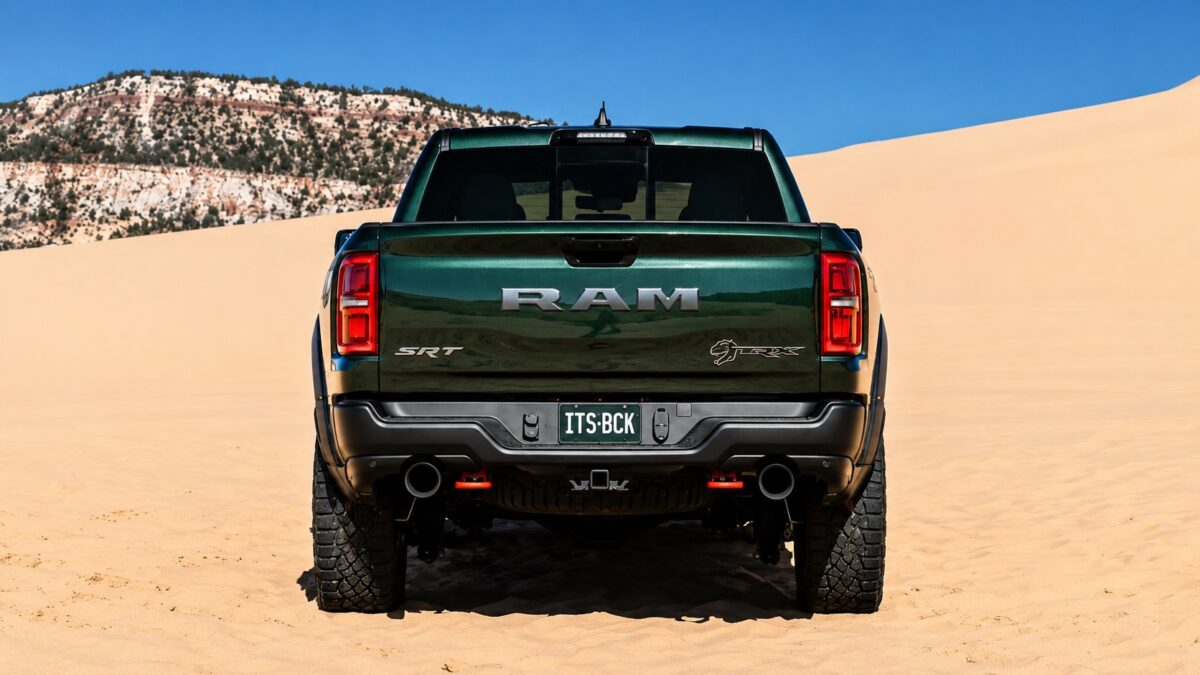 Ram 1500 com motor HEMI V8 vista de traseira