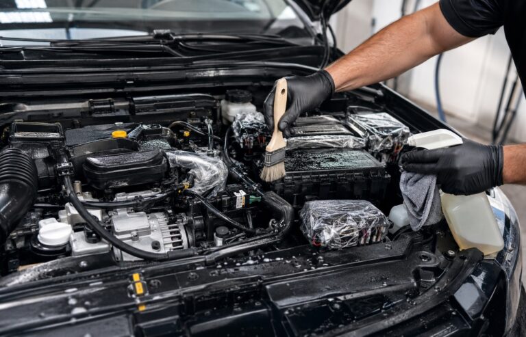 Lavagem do motor do carro com cuidados para evitar problemas