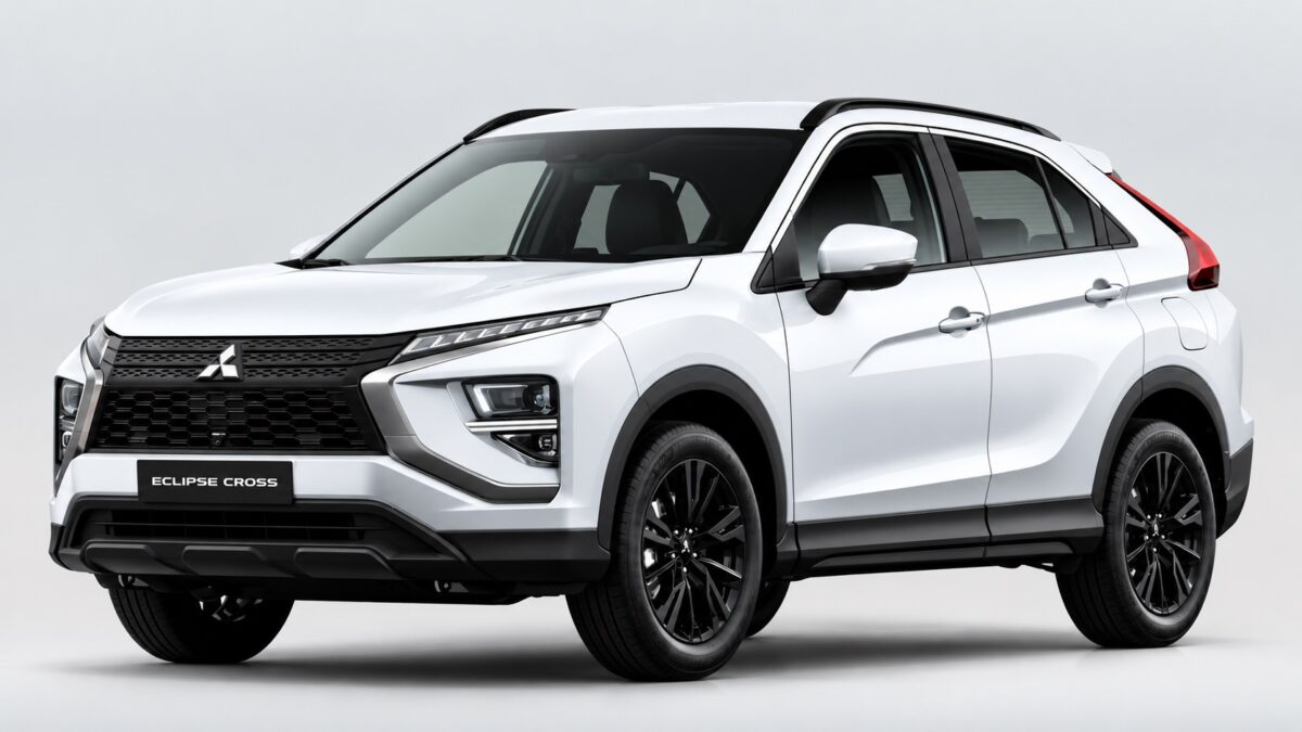 Mitsubishi Eclipse Cross GLS 2027 branco visto de frente e de lado