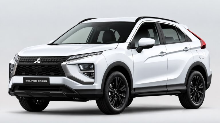 Mitsubishi Eclipse Cross GLS 2027 branco visto de frente e de lado