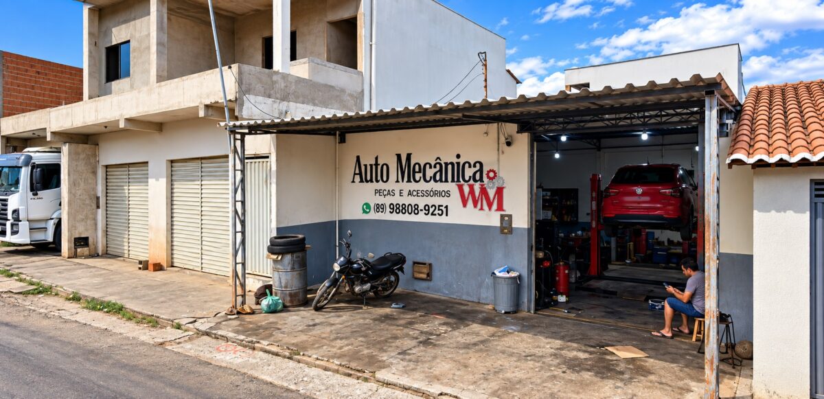 Oficina WM em Dom Expedito Lopes onde trabalha o mecânico Wilian Monteiro