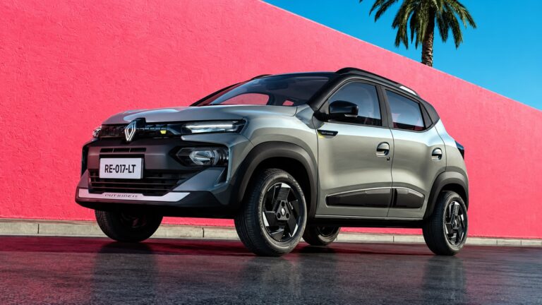 Renault Kwid 2027 visto de frente e de lado