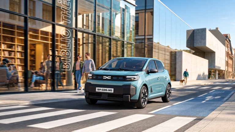 Novo Dacia Spring elétrico circulando em uma via urbana